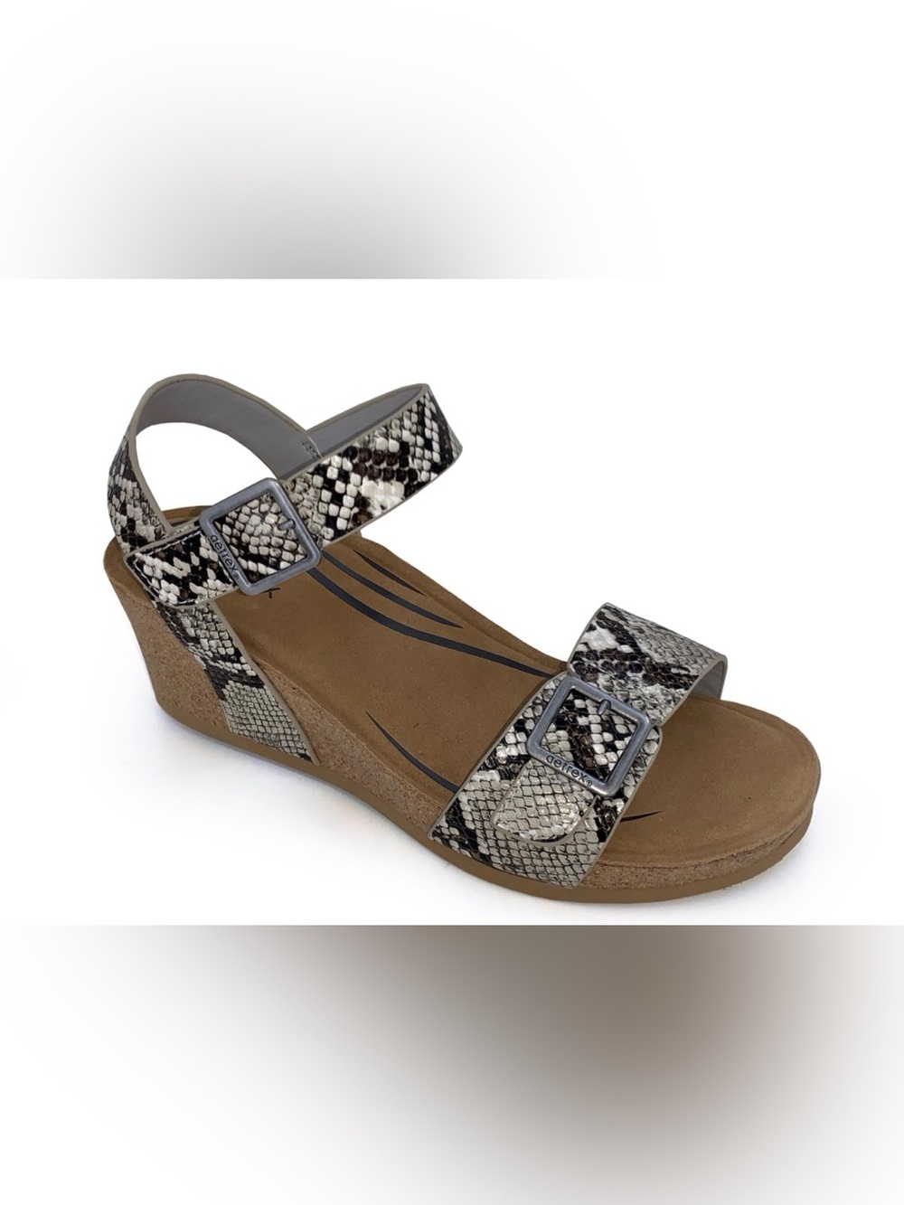 LIKE NEW Aetrex Lexa Women's Wedge Sandal Snakeskin Size 7.5-8